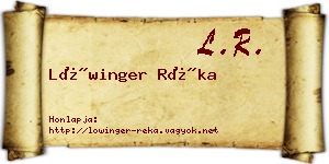Lőwinger Réka névjegykártya